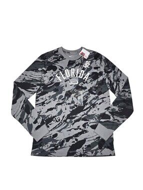 NWT Florida Gators × Nike NCAA Men's Gray Camo AOP Crew-Neck L/S Shirt Sz Medium